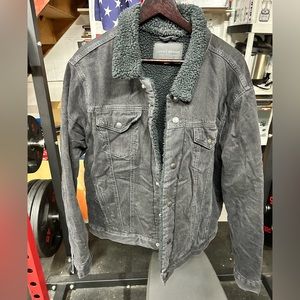 Lucky Brand Black Denim Jacket with Sherpa Type Inside Size XL